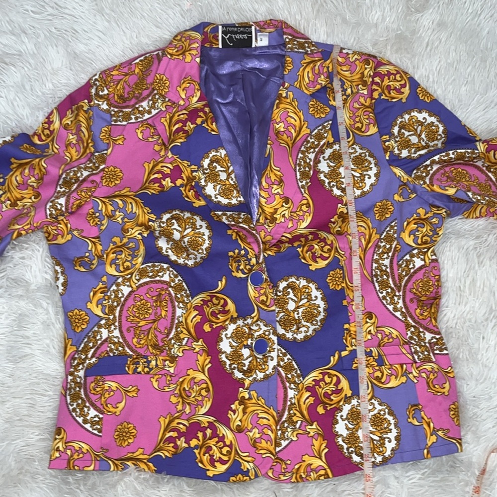 Vintage Linea by Louis Dell’Olio Cotton Paisley Blazer XL - Picture 9 of 11